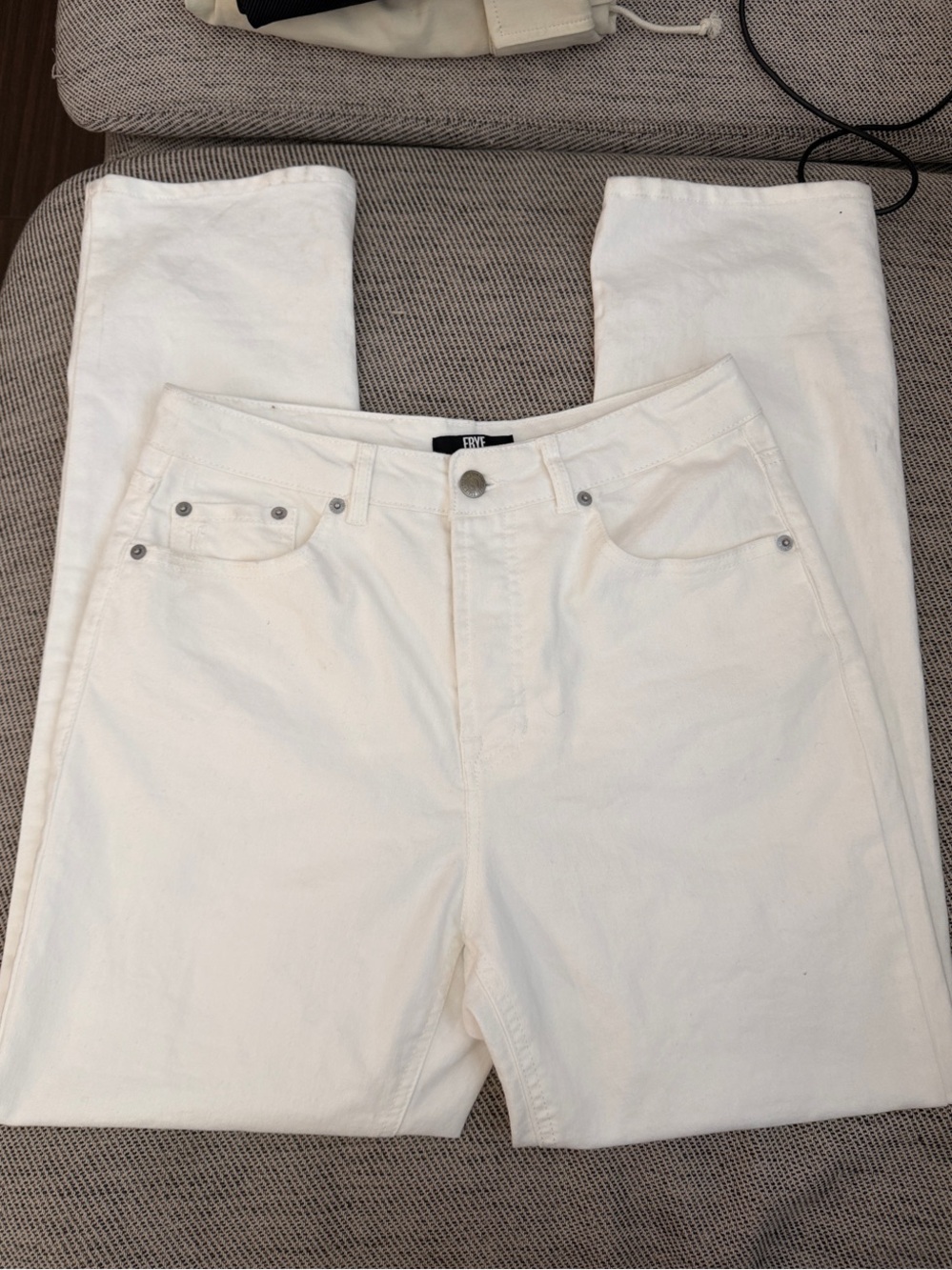 Frye White Denim Waistband Detail